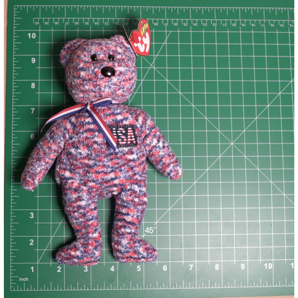 VTG TY Bennie Babies 2000 Collectible Retired Patriotic Rainbow Plush 8.5" NWT - Picture 9 of 10